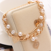 Handmade jewelry Women/Girl Gold plated Chain Beads Crystal Bracelet -